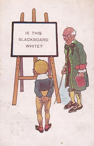 Teacher Blackboard Is It White Colour Blind Comic Humour Old Postcard