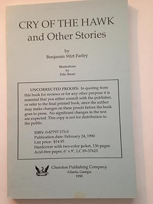 Image du vendeur pour Cry of the Hawk and Other Stories. Uncorrected Proofs. mis en vente par T. Brennan Bookseller (ABAA / ILAB)