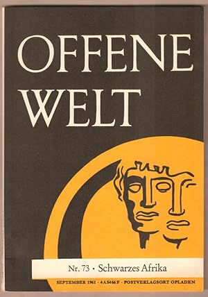 Bild des Verkufers fr Schwarzes Afrika. In: Offene Welt. Zeitschrift fr Wirtschaft, Politik und Gesellschaft. Nr. 73, September 1961. zum Verkauf von Antiquariat Neue Kritik