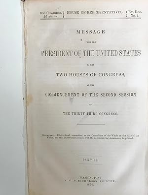 Seller image for Message from the President of the United States to the Two Houses of Congress, at the Commencement of the Second Session of the Thirty-Third Congress [Part II of the Report from the Secretary of War] - Franklin Pierce; Jefferson Davis for sale by Big Star Books