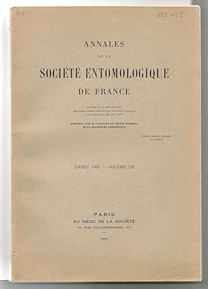 ANNALES DE LA SOCIETE ENTOMOLOGIQUE DE FRANCE. Année 1961-Volume 130. Les ichneumonides de Corse ...