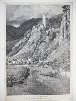 Orig. Holzstich - Kipfenberg und die Teufelsmauer. Nach der Natur gezeichnet von M. Zeno Diemer.