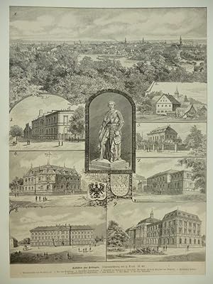 Orig. Holzstich - Ansichten aus Erlangen. Originalzeichnung von F. Trost.