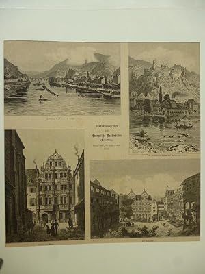 Orig. Holzstich - Heidelberg. Illustrationsproben aus Europäische Wanderbilder. Verlag von Orell ...