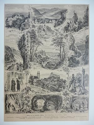 Orig. Holzstich - Bilder aus der fränkischen Schweiz. Nach Originalskizzen von H. Löffler.