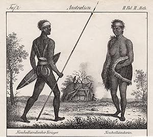 Bild des Verkufers fr Aborigines, "Neuhollndischer Krieger. Neuhollnderin.". zum Verkauf von Antiquariat Clemens Paulusch GmbH