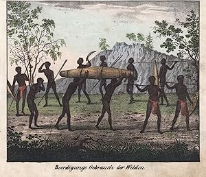 Bild des Verkufers fr Aborigines, "Beerdigungs Gebrauch der Wilden.". zum Verkauf von Antiquariat Clemens Paulusch GmbH