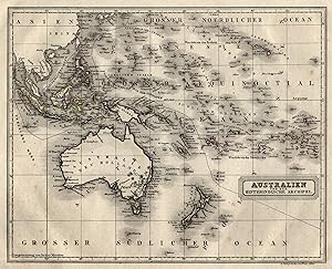 Bild des Verkufers fr Stahlstich- Karte, v. F. Biller, "Australien und der hinterindische Archipel". zum Verkauf von Antiquariat Clemens Paulusch GmbH