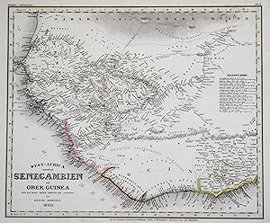 Bild des Verkufers fr Stahlstich- Karte, v. Radefeld aus Meyers Grosser Handatlas, "West - Africa enthaltend Senegambien und Ober-Guinea.". zum Verkauf von Antiquariat Clemens Paulusch GmbH