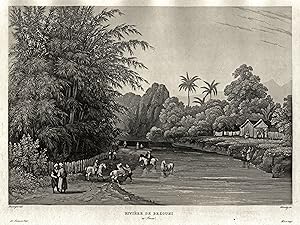 Imagen del vendedor de Landschaft am Wasser "Rivire de Bezouki  Java". a la venta por Antiquariat Clemens Paulusch GmbH