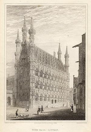 Bild des Verkufers fr Teilansicht, Rathaus, "Town Hall - Louvain". zum Verkauf von Antiquariat Clemens Paulusch GmbH