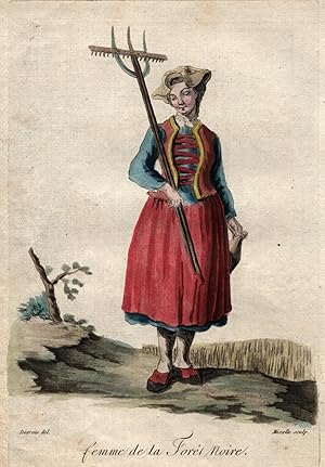 Imagen del vendedor de Frau aus dem Schwarzwald vor einem Kornfeld, "femme de la Fort Noire". a la venta por Antiquariat Clemens Paulusch GmbH