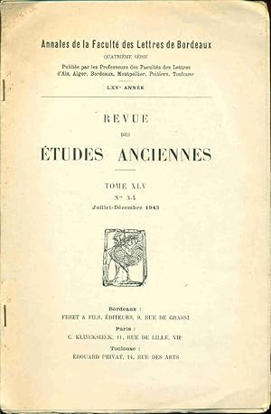 Revue des Etudes Anciennes . Tome XLV. no 3-4 . Le désastre d'Autun en 269
