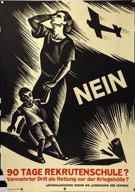 Plakat - 90 Tage Rekrutenschule  Nein. Vermehrter Drill als Rettung vor der Kriegshölle . Offset.