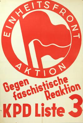 Plakat - KPD Liste 3. Gegen faschistische Reaktion. Aktion Einheitsfront. Offset.