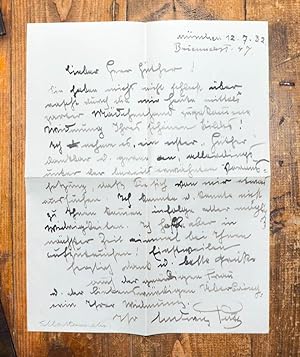 Eigenhändiger Brief an den Maler Julius Hüther.