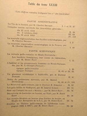 Bulletins de la Société Normande d'Études préhistoriques - tome XXXIII - fascicules I, II, III et IV