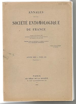 ANNALES DE LA SOCIETE ENTOMOLOGIQUE DE FRANCE. Année 1962-Tome 131/Fasc.1 - MADAGASCAR. Introduct...