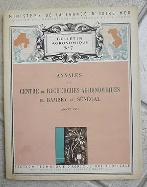 Annales du Centre de recherches agronomiques de Bambey au Sénégal