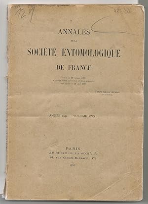ANNALES DE LA SOCIETE ENTOMOLOGIQUE DE FRANCE. Année 1952, volume 121 - Récoltes de pléocoptères ...