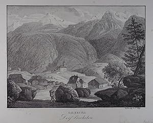 Seller image for Salzburg. Dorf Bucheben. Lithographie v. F. Wolf n. B. de Ben aus Kunike "Malerische Ansichten von sterreich." Wien um 1830, 37,5 x 52,5 cm for sale by Antiquariat Johannes Mller