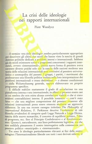 Immagine del venditore per La crisi delle ideologie nei rapporti internazionali. venduto da Libreria Piani