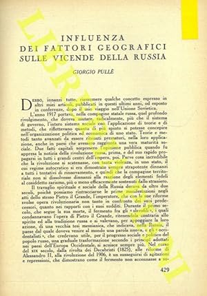 Bild des Verkufers fr Influenza dei fattori geografici sulle vicende della Russia. zum Verkauf von Libreria Piani