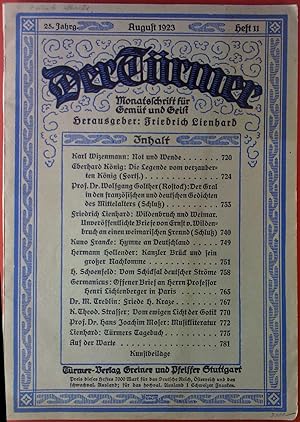 Seller image for Der Trmer. Monatsschrift fr Gemt und Geist. 25. Jahrg., August 1923, Heft 11 for sale by biblion2