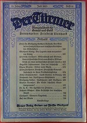 Seller image for Der Trmer. Monatsschrift fr Gemt und Geist. 25. Jahrg., Juli 1923, Heft 10 for sale by biblion2