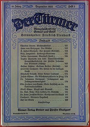 Seller image for Der Trmer. Monatsschrift fr Gemt und Geist. 25. Jahrg., Dezember 1922, Heft 3 for sale by biblion2