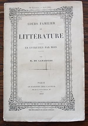 Imagen del vendedor de 1862 - Cours Familier de Littrature par M. de Lamartine N 76 a la venta por Bouquinerie Spia