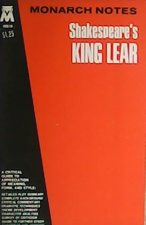 Seller image for Monarch Notes Shakespeare s King Lear. for sale by Librera y Editorial Renacimiento, S.A.