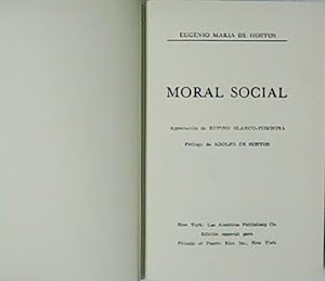 Immagine del venditore per Moral social. Prlogo de Adolfo de Hostos. venduto da Librera y Editorial Renacimiento, S.A.