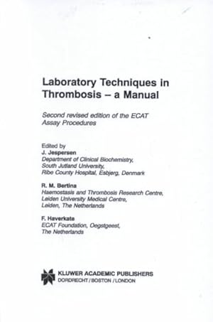 Seller image for Laboratory Techniques in Thrombosis : A Manual for sale by GreatBookPrices