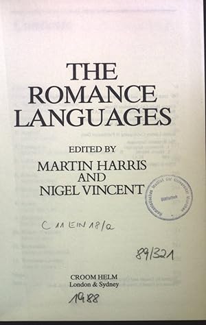 Bild des Verkufers fr The Romance Languages. zum Verkauf von books4less (Versandantiquariat Petra Gros GmbH & Co. KG)