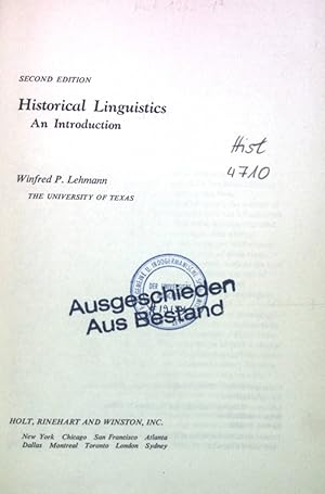 Seller image for Historical Linguistics: An Introduction. for sale by books4less (Versandantiquariat Petra Gros GmbH & Co. KG)