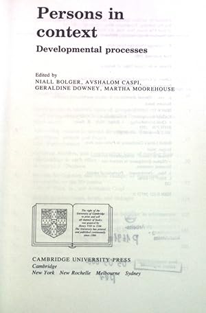 Immagine del venditore per Persons in Context: Developmental Processes. Human Development in Cultural and Historical Contexts venduto da books4less (Versandantiquariat Petra Gros GmbH & Co. KG)