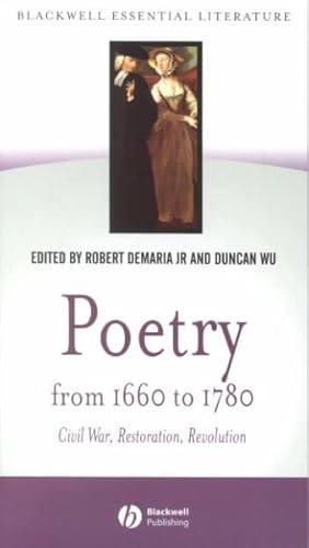 Imagen del vendedor de Poetry from 1660 to 1780 : Civil War, Restoration, Revolution : Based on British Literature 1640-1789: An Anthology a la venta por GreatBookPrices