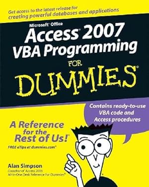 Seller image for Access 2007 VBA Programming for Dummies for sale by GreatBookPrices