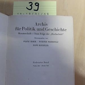 Bild des Verkufers fr Archiv fr Politik und Geschichte (Monatsschrift / Neue Folge der "Hochschule") - Band 7 (viertes Jahr, Teil II) zum Verkauf von Bookstore-Online