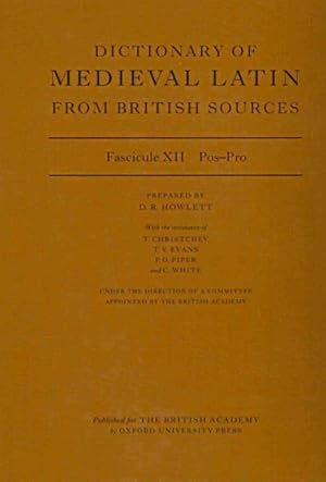 Seller image for Dictionary of Medieval Latin from British Sources : Fascicule: Pos-Pro for sale by GreatBookPrices