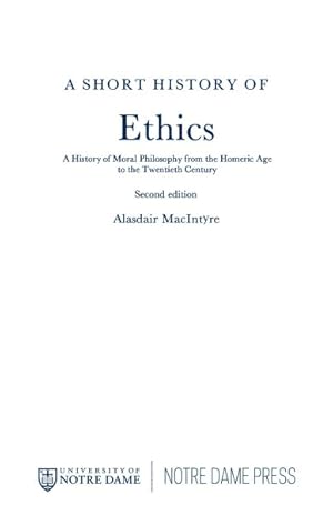 Bild des Verkufers fr Short History of Ethics : A History of Moral Philosophy from the Homeric Age to the Twentieth Century zum Verkauf von GreatBookPrices