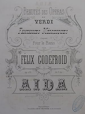 Seller image for GODEFROID Flix Fantaisie sur Aida de Verdi Piano ca1872 for sale by partitions-anciennes