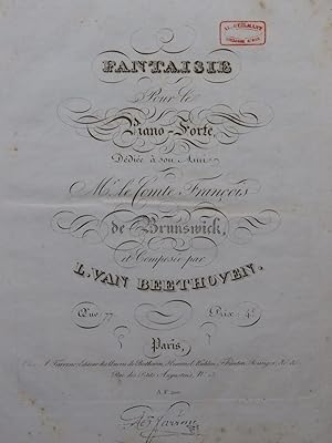 BEETHOVEN Fantaisie op 77 Piano ca1827