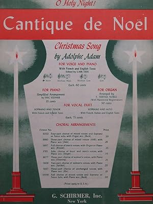 Imagen del vendedor de ADAM Adolphe Cantique de Nol Christmas Song Chant Piano 1935 a la venta por partitions-anciennes