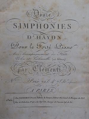 CLEMENTI Muzio Douze Symphonies Haydn Flûte 1815