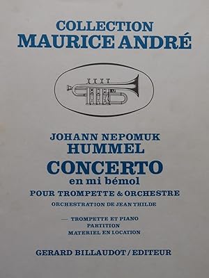 Bild des Verkufers fr HUMMEL J. N. Concerto en Mi b Piano Trompette 1971 zum Verkauf von partitions-anciennes