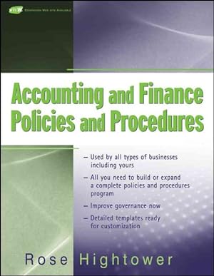 Image du vendeur pour Accounting and Finance Policies and Procedures mis en vente par GreatBookPrices