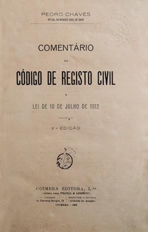 Bild des Verkufers fr COMENTRIO AO CDIGO DE REGISTO CIVIL zum Verkauf von Livraria Castro e Silva