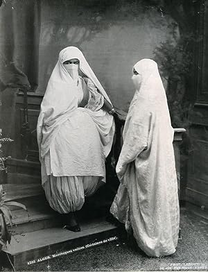 Algeria Algiers Veiled Moorish Women Old Photo Leroux 1900